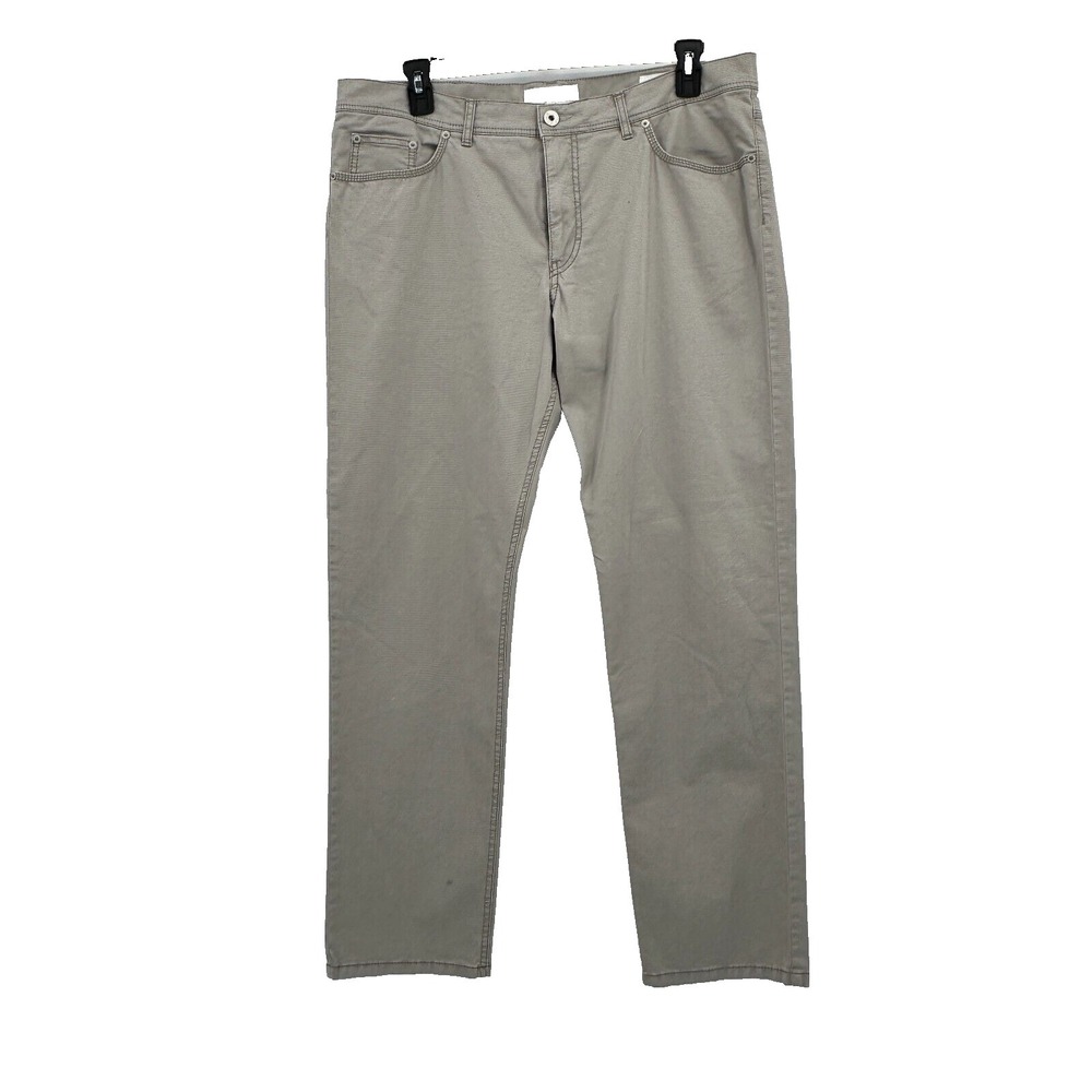 Brax Cooper Fancy Pants Mens 40/32 Gray Beige Regular Fit Straight Leg Church